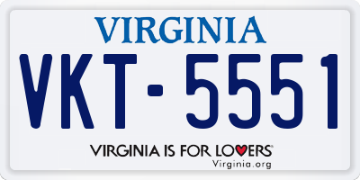 VA license plate VKT5551