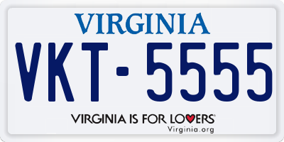 VA license plate VKT5555
