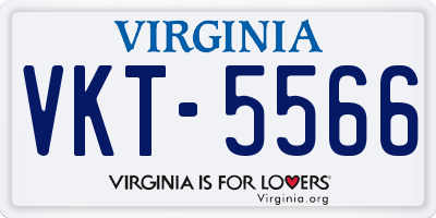 VA license plate VKT5566