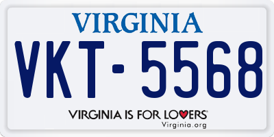 VA license plate VKT5568