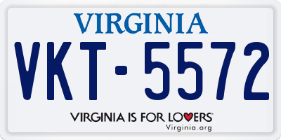 VA license plate VKT5572
