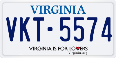 VA license plate VKT5574