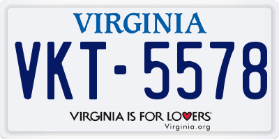VA license plate VKT5578
