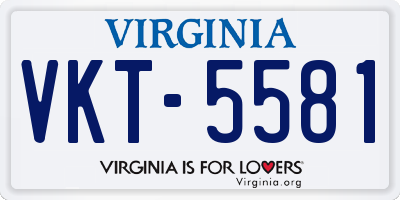 VA license plate VKT5581