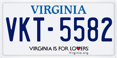 VA license plate VKT5582