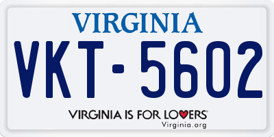 VA license plate VKT5602