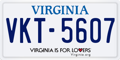 VA license plate VKT5607