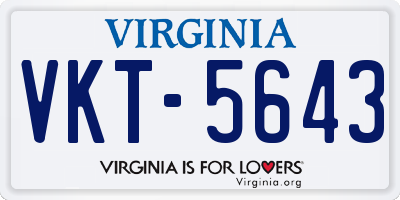 VA license plate VKT5643