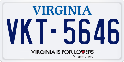 VA license plate VKT5646