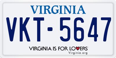 VA license plate VKT5647