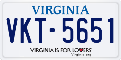 VA license plate VKT5651