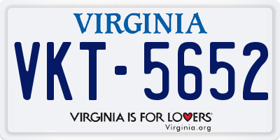 VA license plate VKT5652