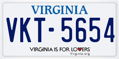 VA license plate VKT5654