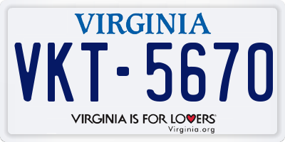 VA license plate VKT5670