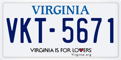 VA license plate VKT5671
