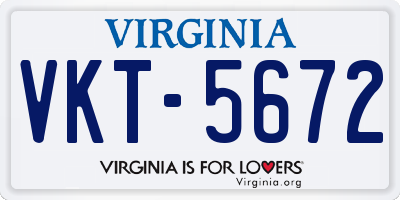 VA license plate VKT5672
