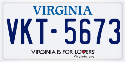 VA license plate VKT5673