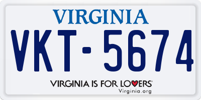 VA license plate VKT5674