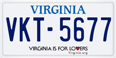 VA license plate VKT5677