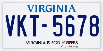 VA license plate VKT5678