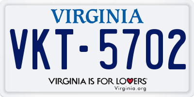 VA license plate VKT5702