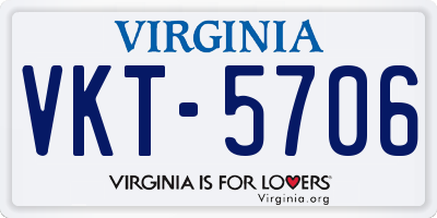 VA license plate VKT5706