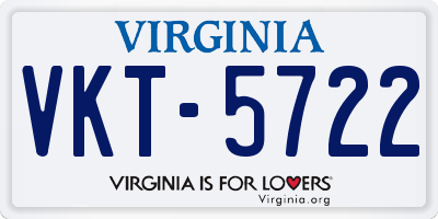 VA license plate VKT5722
