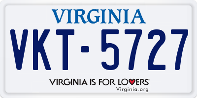 VA license plate VKT5727