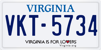 VA license plate VKT5734