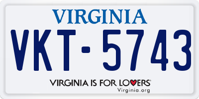 VA license plate VKT5743