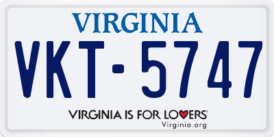 VA license plate VKT5747