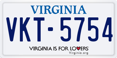 VA license plate VKT5754