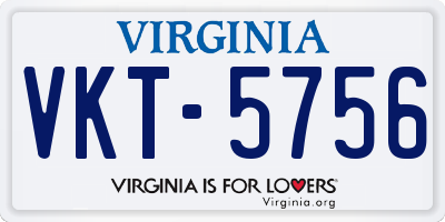 VA license plate VKT5756