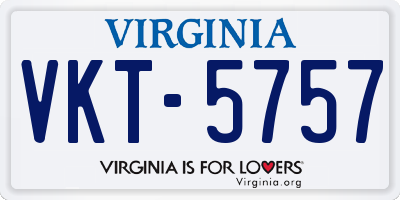 VA license plate VKT5757