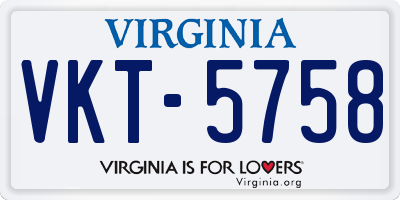 VA license plate VKT5758
