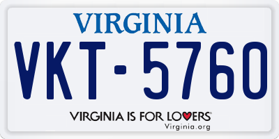 VA license plate VKT5760