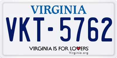 VA license plate VKT5762