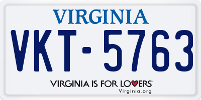 VA license plate VKT5763