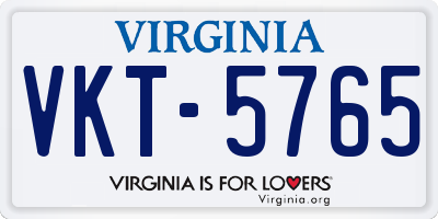 VA license plate VKT5765