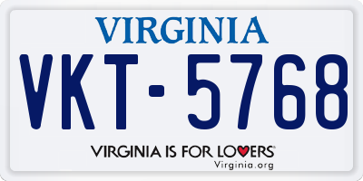VA license plate VKT5768