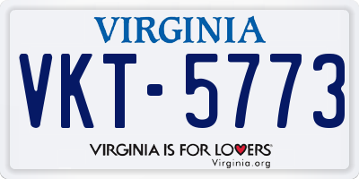 VA license plate VKT5773