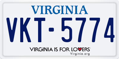 VA license plate VKT5774
