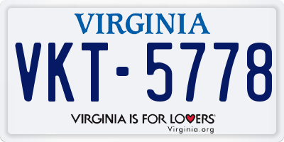 VA license plate VKT5778