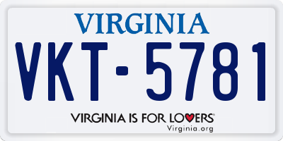 VA license plate VKT5781