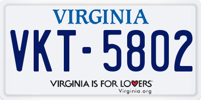 VA license plate VKT5802