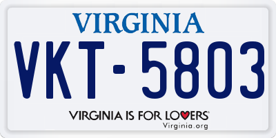 VA license plate VKT5803