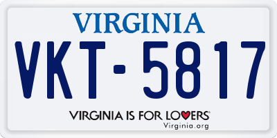 VA license plate VKT5817