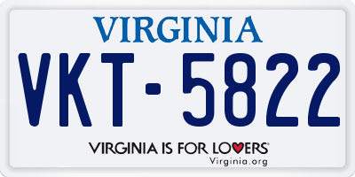 VA license plate VKT5822