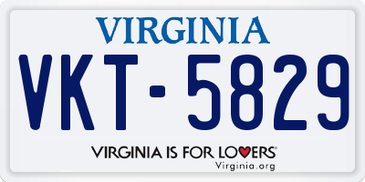 VA license plate VKT5829