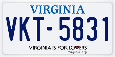 VA license plate VKT5831